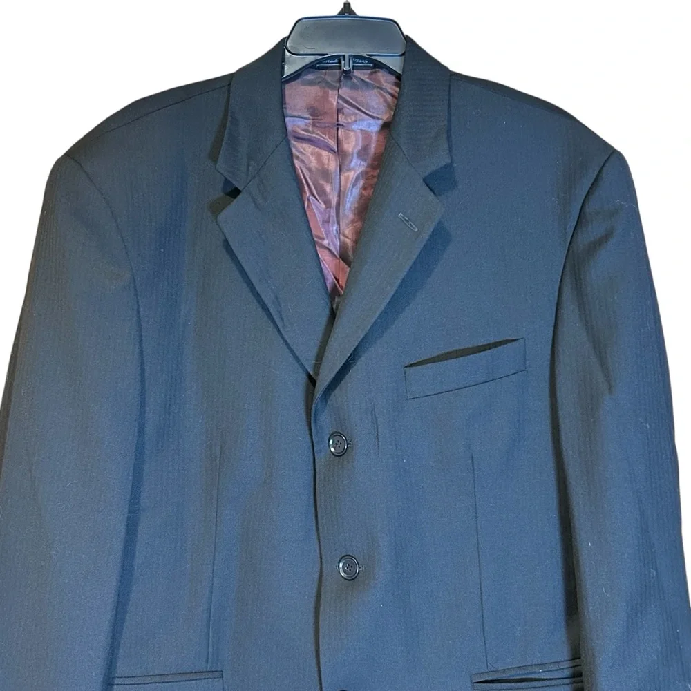 J. Ferrar Mens Black Italian Merino Wool Blazer Super 100s 44S‎ Made in Italy